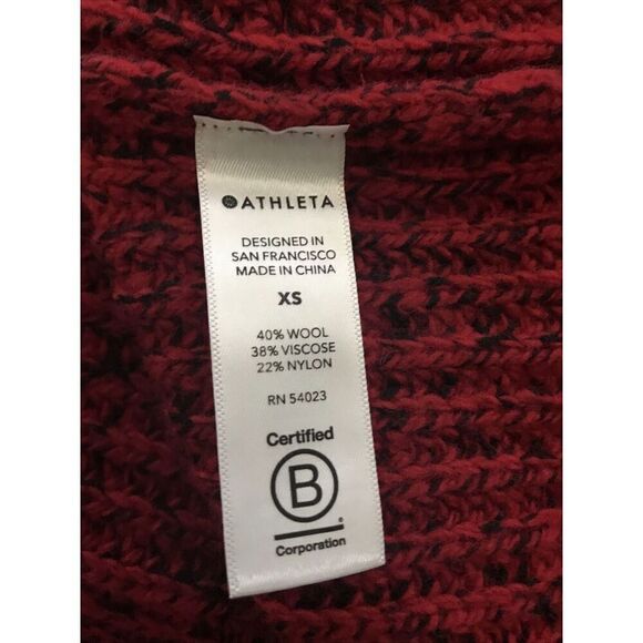 Athleta Sierra Crew Neck Sweater Wool Women's Size XS Flare Hem Marled‎ Red New - Picture 7 of 7